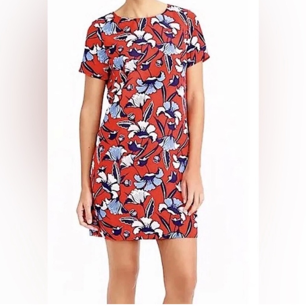J. Crew Red and Blue Floral Mini Dress